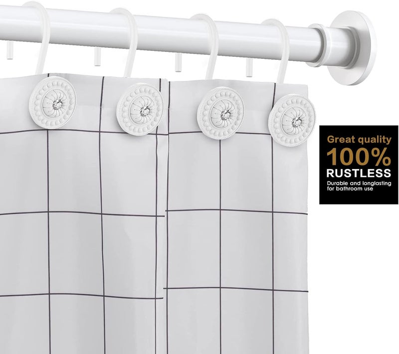 iToplin White Shower Curtain Hooks, Rust Proof Shower Curtain Rings for Bathroom, Metal Decorative Shower Curtain Hooks Hangers for Shower Curtain Rod and Liner, Shower Hooks for Shower Curtain Set of 12 - Image 3